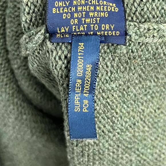 Polo Ralph Lauren Men’s XXL 2XL 1/4 Zip Green 100% Cotton Sweater Pullover Knit - Picture 7 of 9